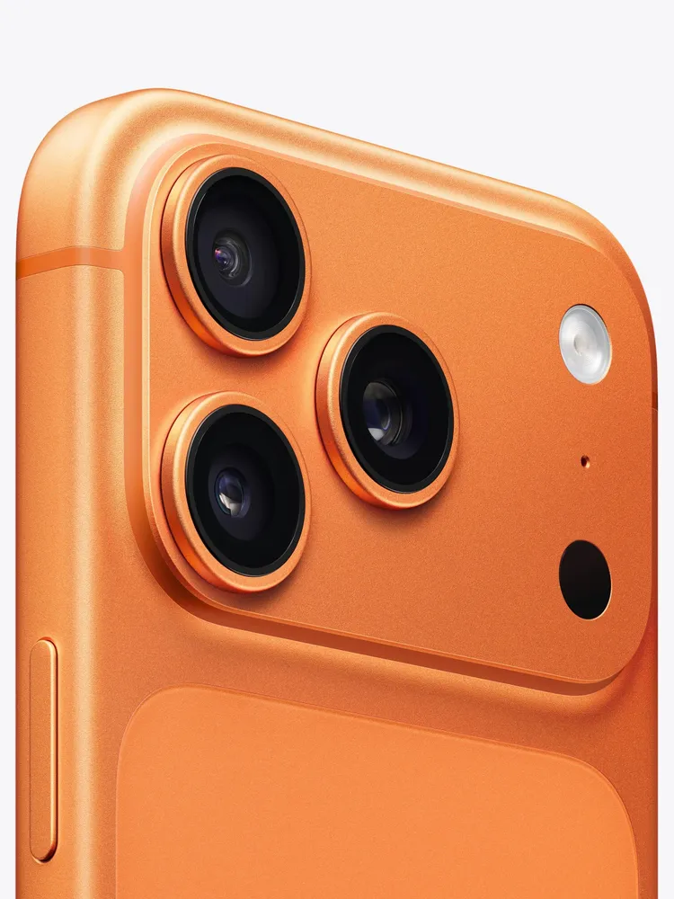 Cosmic Orange iPhone 17 Pro camera system close-up