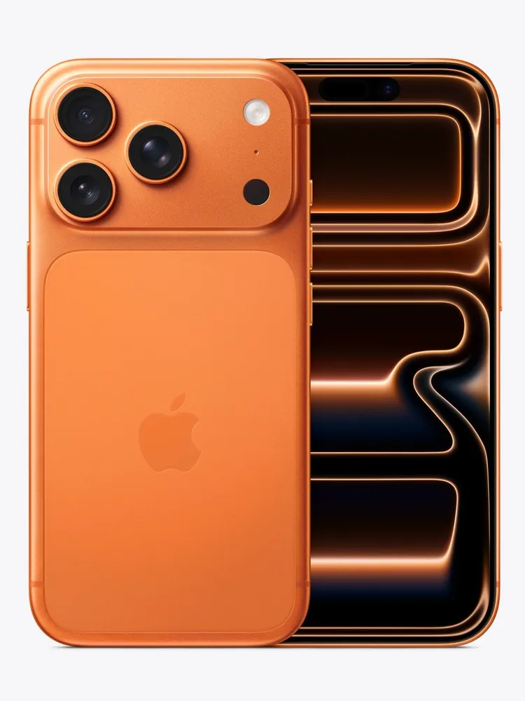 Cosmic Orange iPhone 17 Pro shown from the front and back