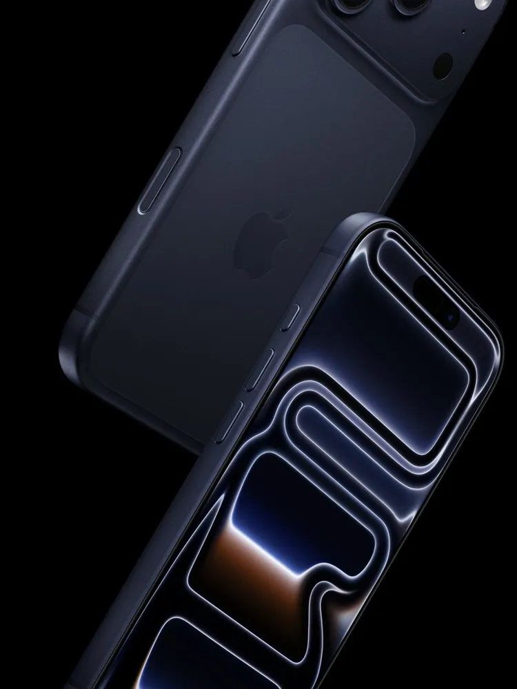 Deep Blue iPhone 17 Pro product composition
